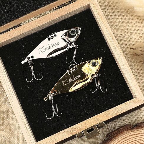 Personalized Birthday Gifts for Men, Customized Funny Engraved Fishing Lures Kit with Gifts Box, Freshwater Saltwater Fishing Hooks Fishing Gifts for Husband, Father, Grandpa in Saudi Arabia
