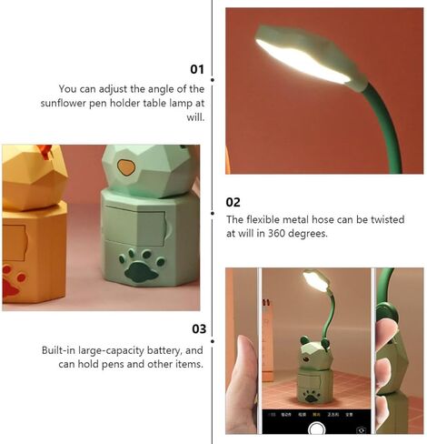 Ciieeo Rechargeable USB Eye Protection Desk Lamp for Students, Small LED Night Light for Reading, Friendly Table Lamp with Soft Lighting Random Color in Saudi Arabia