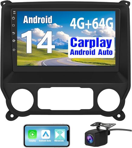 ستيريو راديو السيارة لسيارة Chevy Silverado/GMC Sierra 2014-2019 Android 14 2GB+64GB استبدال ترقية الراديو 10 بوصة تعمل باللمس مع CarPlay Android Auto/GPS/FMAM/BackCamera/Bluetooth5.0/29 سمة in Saudi Arabia