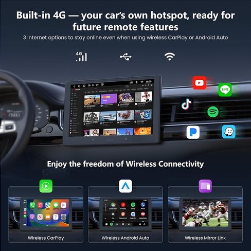 S8 Gen4 10.1 بوصة QLED Double DIN Android Car Stereo، Wireless CarPlay، Android Auto، 4GB+64GB، HiFi DSP 32EQ Optical/Coax 4V RCA، HDMI In/Out، 4G LTE، راديو شاشة تعمل باللمس ChatGPT AI، S84G211P-S01 in Kuwait