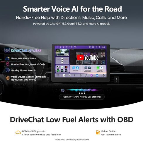 S8 Gen4 10.1 بوصة QLED Double DIN Android Car Stereo، Wireless CarPlay، Android Auto، 4GB+64GB، HiFi DSP 32EQ Optical/Coax 4V RCA، HDMI In/Out، 4G LTE، راديو شاشة تعمل باللمس ChatGPT AI، S84G211P-S01 in Kuwait
