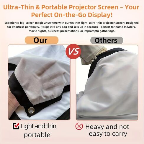 72 Inch Projector Screen, 16:9 4K HD Double-Sided Video Projection Screen, Wrinkle-Free Washable Portable Projector Movie Screen for Home Theater Party Office Indoor Outdoor Camping in Saudi Arabia