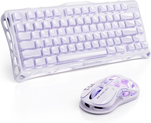 لوحة مفاتيح GravaStar Mercury K1 وماوس M1 Pro - أرجواني لافندر in Kuwait
