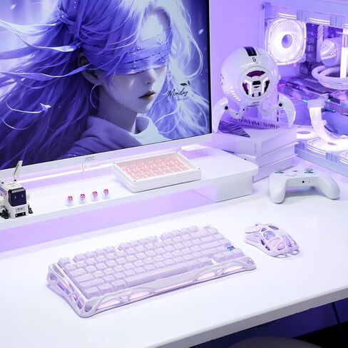 لوحة مفاتيح GravaStar Mercury K1 وماوس M1 Pro - أرجواني لافندر in Kuwait