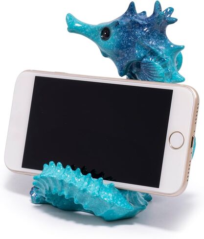 Hodao Cute Seahorse Phone Stand Holder for Desk – Ocean & Animal Figurine Phone Holder Decoration Unique Gift for Friends, Family, Office & Home Decor (Blue-Seahorse) in Saudi Arabia
