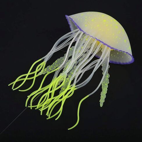 GLOGLOW Aquarium Ornament Jellyfish, Simulation Artificial Glowing Jellyfish Silicone Jellyfish Fish Decoration(Red) in Saudi Arabia