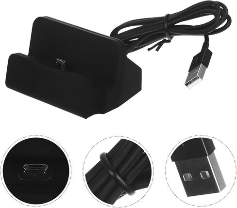 حامل شاحن سطح المكتب USB من HOMSFOU للشحن السريع المتوافق مع Edge Note وقاعدة حامل هاتف أكثر إحكاما لأجهزة Micro USB باللون الأسود in Saudi Arabia