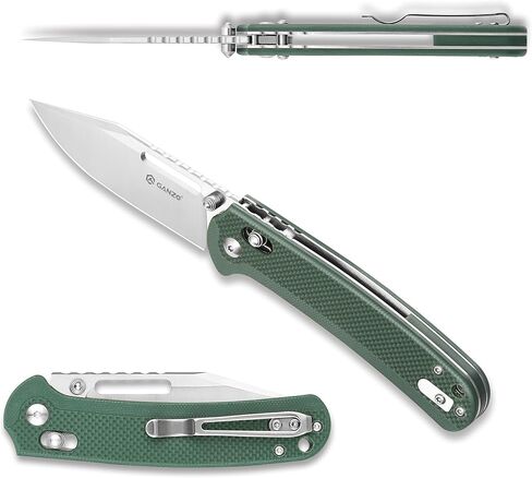 سكين جيب قابل للطي من Ganzo G768-GB EDC شفرة حادة D2 من الفولاذ المقاوم للصدأ مقبض G10 مع مشبك في الهواء الطلق سكين جيب قابل للطي للصيد والصيد والمشي لمسافات طويلة أفضل هدية للرجال (أخضر) in Kuwait