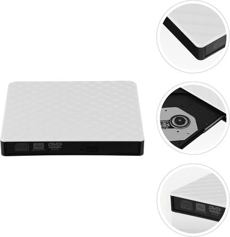 Zerodeko External USB 3.0 DVD Writer and CD Drive Portable Burner with Diamond Pattern White, Compatible with Laptops and Notebooks for Data Backup and Media Playback in Saudi Arabia