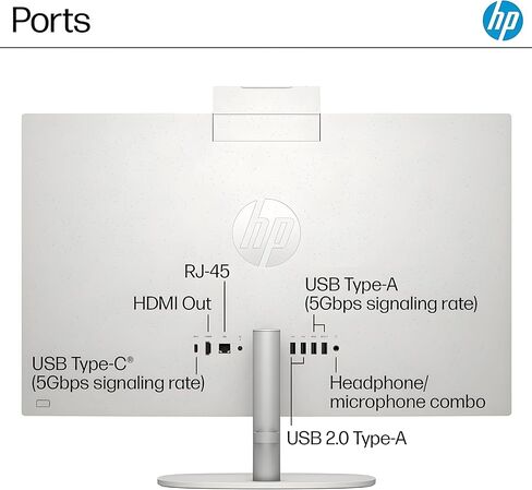 HP 2025 24" FHD All in one Desktop Computer Powerful Performance for Home & Office, AMD Ryzen 7 7730U, 64GB RAM, 1TB PCIe SSD, Dual Speakers, Slim Bezel, Wi-Fi 6, HDMI, Bluetooth, White, Windows 11 in Saudi Arabia