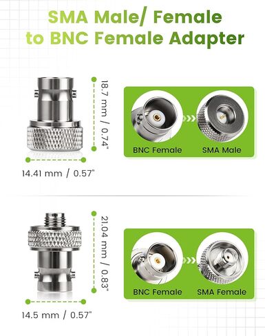 4 قطع من موصلات Anina SMA ذكر/أنثى إلى BNC أنثى متوافقة مع Yaesu FT-3DR FT5D، مناسبة لـ Baofeng، لأجهزة الإرسال والاستقبال المحمولة Kenwood TH-D75 - النحاس الصلب مع طلاء الكروم الأسود in Saudi Arabia