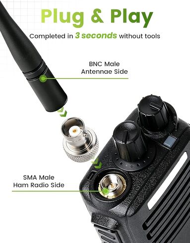 4 قطع من موصلات Anina SMA ذكر/أنثى إلى BNC أنثى متوافقة مع Yaesu FT-3DR FT5D، مناسبة لـ Baofeng، لأجهزة الإرسال والاستقبال المحمولة Kenwood TH-D75 - النحاس الصلب مع طلاء الكروم الأسود in Saudi Arabia