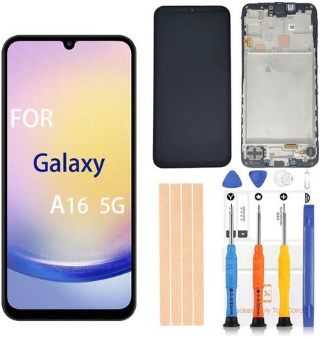 محول رقمي سوبر أموليد 6.7 بوصة من OEM لهاتف Samsung Galaxy A16 5G شاشة بديلة A166u s166vl A166B تعمل باللمس، مجموعة محول رقمي عالية الدقة بالكامل مع ملحقات كاملة (SM-A16 5G مع إطار) in Kuwait
