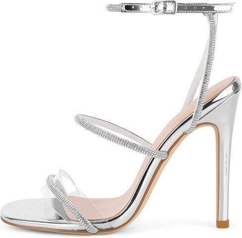 richealnini Rhinestone Stiletto Heels Sandals for Women Crystal Straps Buckle Up Party Dress in Saudi Arabia
