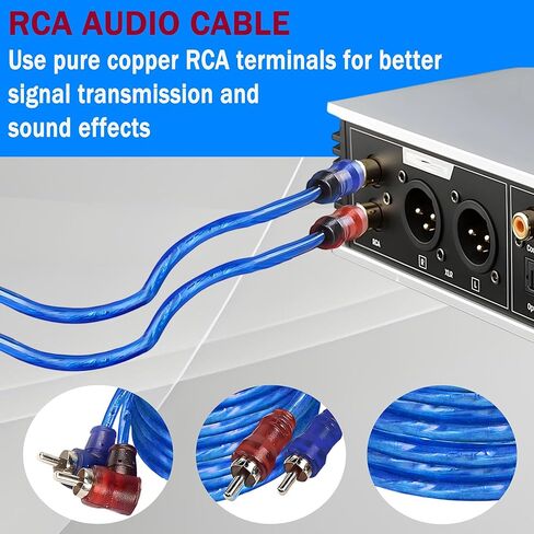 طقم أسلاك أمبير لكابل صوت السيارة 10 قياسات، 1500 وات بقناتين RCA مضخم صوت ستيريو وتعديل الأسلاك مع مصهر لتثبيت صوت السيارة والدراجة النارية in Kuwait