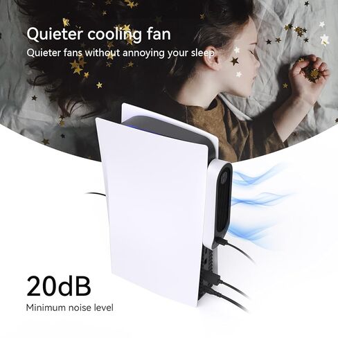 مروحة تبريد HZLucki PS5 مع تشغيل/إيقاف تلقائي و3 مراوح قابلة للتعديل، مروحة PS5 هادئة مطورة مع محاور USB3.0، ملحقات تبريد متوافقة مع قرص Playstation 5/الإصدار الرقمي in Kuwait