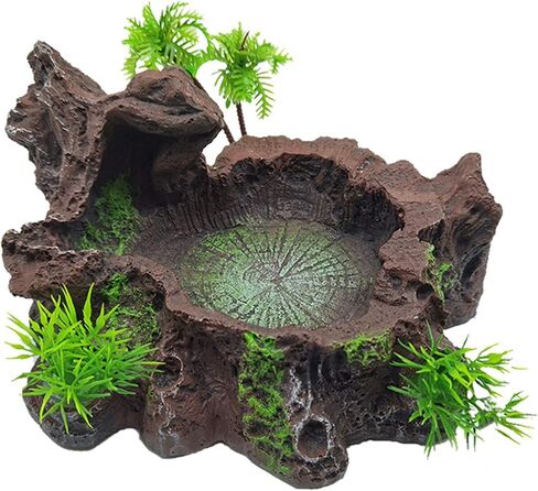 Tfwadmx Reptile Feeding Bowl,Resin Beared Dragon Food Water Dish Tank Decor with Artificial Plants for Lizard Gecko Chameleon Frog Turtle Spider in Saudi Arabia