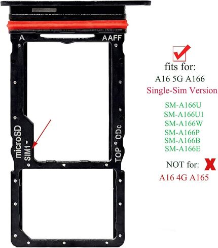 Ubrokeifixit Galaxy A16 5G A166U Micro SD Card Tray، فتحة واحدة لبطاقة Sim واحدة بديلة لهاتف Samsung Galaxy A16 5G A166U1 A166W A166U A166B A166P A166E (A166U-أزرق أسود) in Kuwait