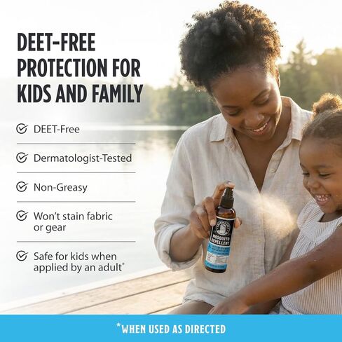 Grandpa Gus's Natural Mosquito Repellent Spray, Time-Release Plant-Based Actives, Non-Greasy, No Stains, No DEET, 4 oz (Pack of 2) in Saudi Arabia