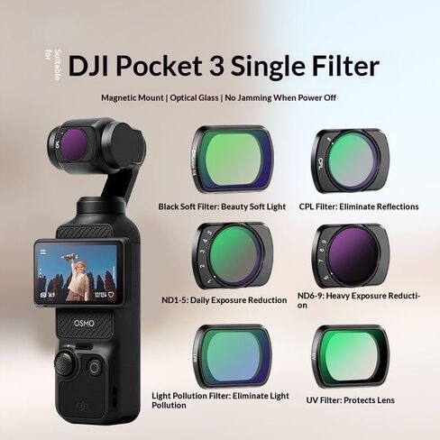 مجموعة مرشح الأشعة فوق البنفسجية المغناطيسية ND CPL متوافقة مع ملحقات DJI Osmo Pocket 3 Creator Combo، المستقطبة ND ND16/PL ND32/PL ND64/PL ND256/PL (1/2) in Saudi Arabia