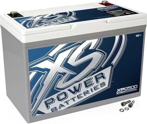 XS Power XP2500 2500 Amp AGM Secondary Battery with M6 Terminal Hardware - 12 Volt 100Ah 2500W Deep Cycle AGM Powercell for Car Audio Stereo Systems - 66 lbs, Maintenance Free, Sealed Design in Saudi Arabia
