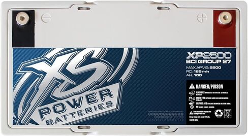 XS Power XP2500 2500 Amp AGM Secondary Battery with M6 Terminal Hardware - 12 Volt 100Ah 2500W Deep Cycle AGM Powercell for Car Audio Stereo Systems - 66 lbs, Maintenance Free, Sealed Design in Saudi Arabia