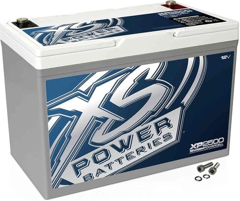 XS Power XP2500 2500 Amp AGM Secondary Battery with M6 Terminal Hardware - 12 Volt 100Ah 2500W Deep Cycle AGM Powercell for Car Audio Stereo Systems - 66 lbs, Maintenance Free, Sealed Design in Saudi Arabia