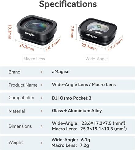 Magnetic ND CPL UV Filter Set Compatible with DJI Osmo Pocket 3 Creator Combo Accessories, Polarized ND ND16/PL ND32/PL ND64/PL ND256/PL (Macro Lens) in Saudi Arabia