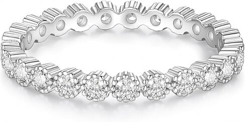 EAMTI 925 Sterling Silver Wedding Bands for Women Cubic Zirconia Full Eternity Stackable Band Ring Size 3-13 in Saudi Arabia