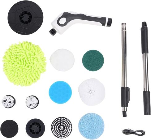 فرشاة تنظيف لاسلكية، فرشاة تنظيف كهربائية IPX7، منظف فرشاة الحمام مع 9 رؤوس قابلة للاستبدال ومقبض تلسكوبي، مثالية للحمام والمطبخ والأرضيات in Kuwait