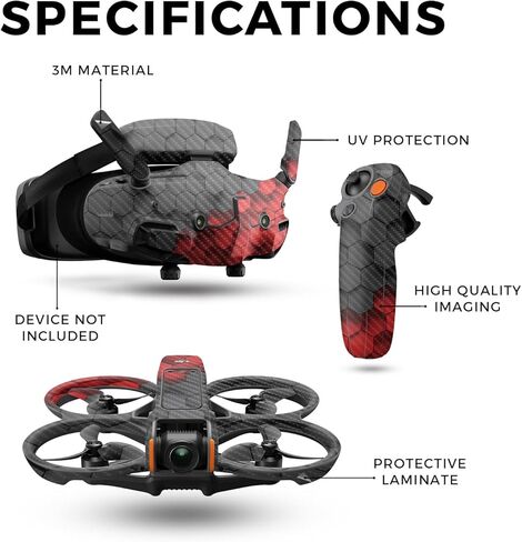 Carbon Fiber Drone Skin Compatible with DJI Avata 2 Bundle (2024) - Two-Tone Hex - Premium 3M Vinyl Protective Wrap Decal Cover - Easy to Apply | Crafted in The USA by MightySkins in Saudi Arabia
