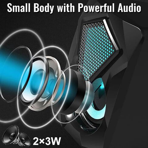 سماعات الكمبيوتر X2 مكبر صوت سلكي للكمبيوتر الشخصي 2.0 USB للألعاب، ستيريو صغير للوسائط المتعددة، التحكم في مستوى الصوت مع أضواء RGB، مدخل Aux 3.5 مم للهواتف والأجهزة اللوحية والكمبيوتر المحمول in Kuwait
