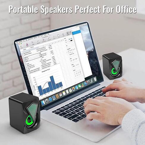 سماعات الكمبيوتر X2 مكبر صوت سلكي للكمبيوتر الشخصي 2.0 USB للألعاب، ستيريو صغير للوسائط المتعددة، التحكم في مستوى الصوت مع أضواء RGB، مدخل Aux 3.5 مم للهواتف والأجهزة اللوحية والكمبيوتر المحمول in Kuwait