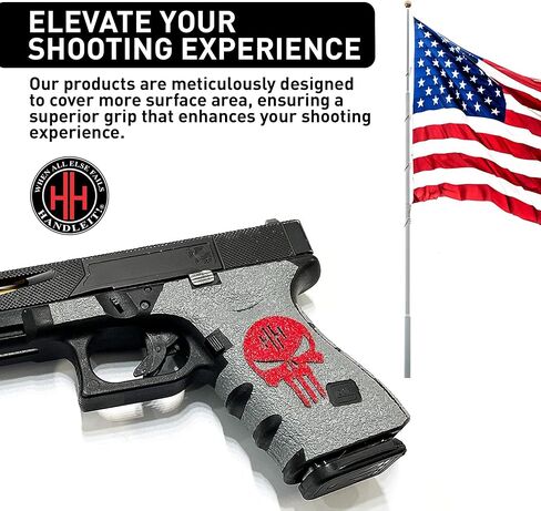Handleitgrips Gun Grip Wrap Tape, Non-Slip, Adhesive Style, Do It Yourself, Easy Installation, Accessories, Compatible with Glock 19/23 Gen 5 Gray Textured Rubber, Veteran Owned, Made in The USA in Saudi Arabia