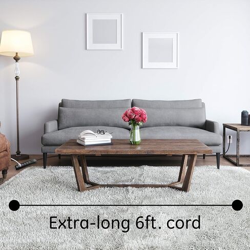 GE 6-Outlet Surge Protector، عبوتان، سلك تمديد بطول 6 أقدام، شريط طاقة، 800 جول، قابس مسطح، أغطية أمان ملتوية للإغلاق، ضوء مؤشر محمي، مدرج في قائمة UL، أسود، 54654 in Saudi Arabia