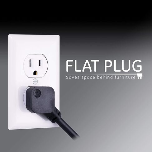 GE 6-Outlet Surge Protector، عبوتان، سلك تمديد بطول 6 أقدام، شريط طاقة، 800 جول، قابس مسطح، أغطية أمان ملتوية للإغلاق، ضوء مؤشر محمي، مدرج في قائمة UL، أسود، 54654 in Saudi Arabia