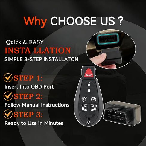 2PCS DIY Key Fob Kit استبدال لـ 2008-2018 Dodge Grand Caravan & Chrysler Town Country 2009-2014 VW Routan دخول بدون مفتاح عن بعد IYZ-C01C، M3N5WY783X مع أداة Obd سهلة in Kuwait