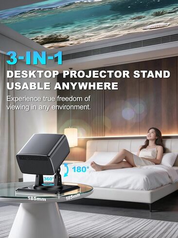 3-in-1 Projector Stand, Ceiling Wall Desktop Mount, 360° Swivel & 180° Tilt, 1/4 Inch Screw, ABS Material, Works with Nebula Capsule 3/Air/Pro, XGIMI Halo+/MoGo and Most Projectors (Black) in Saudi Arabia