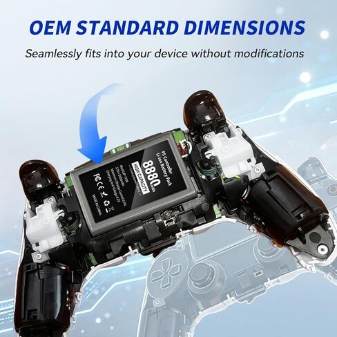 GKHERD 2-Pack 8880mWh PS5 بطارية بديلة لوحدة التحكم PS5 ذات سعة عالية - متوافقة مع وحدة التحكم الأصلية PS5، تتضمن أدوات إصلاح، بطاريات قابلة لإعادة الشحن للألعاب الممتدة in Kuwait