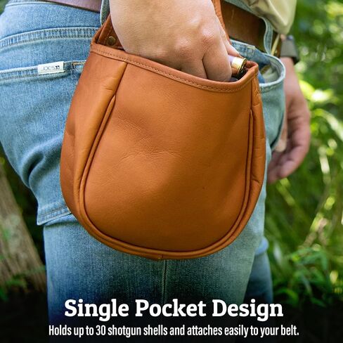 Sarge Leather Co. حقيبة Royal Shotgun Shell، حقيبة من الجلد الكولومبي المحبب العلوي مع حلقة حزام، حقيبة مفتوحة من الأعلى للصيد والرماية والاستخدام الخارجي (SLC-504) in Kuwait