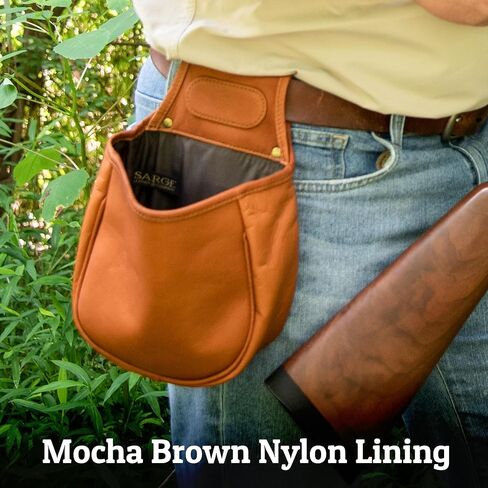 Sarge Leather Co. حقيبة Royal Shotgun Shell، حقيبة من الجلد الكولومبي المحبب العلوي مع حلقة حزام، حقيبة مفتوحة من الأعلى للصيد والرماية والاستخدام الخارجي (SLC-504) in Kuwait