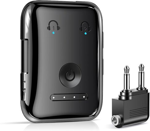 جهاز إرسال MrSpark Ultimate Bluetooth 5.4، محول لاسلكي للطائرة، يدعم 2 AirPods/سماعات الرأس، جهاز إرسال بلوتوث للتلفزيون، الطائرة، صالة الألعاب الرياضية، مع تكيف aptX وزمن وصول منخفض - أسود in Kuwait