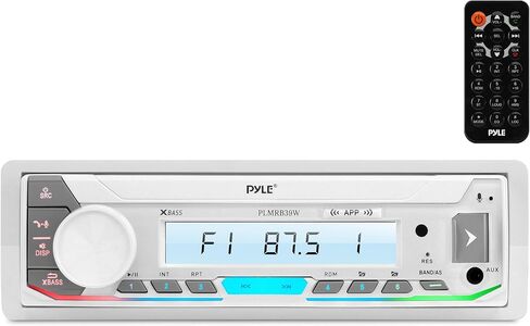 Pyle Marine Radio Single DIN Receiver – Bluetooth Wireless Streaming, AM/FM Tuner, USB/AUX MP3 Playback, Hands-Free Calling, Remote Control, RGB Buttons, Splash-Resistant Stereo Upgrade in Saudi Arabia