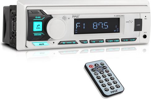 جهاز استقبال DIN فردي لراديو Pyle Marine - بث لاسلكي عبر البلوتوث، موالف AM/FM، تشغيل USB/AUX MP3، مكالمات بدون استخدام اليدين، جهاز تحكم عن بعد، أزرار RGB، ترقية ستيريو مقاومة للرذاذ in Kuwait