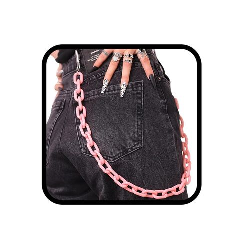 Tgirls Punk Goth Pant Chains الهيب هوب جيب جان سلسلة أكريليك المحفظة سلاسل الطبقات سلاسل المفاتيح حزام سلسلة بنطلون للنساء والرجال (2 طبقة متقاطعة) in Saudi Arabia