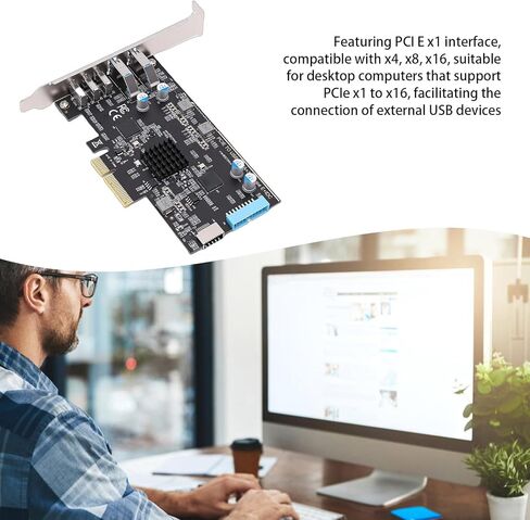 بطاقة محول PCI Express، 3 Type C 2 USB 3.0 Type E 19P IDC منافذ نقل عالية السرعة بسرعة 10 جيجابت في الثانية، مع دعم شريحة 720201 ASM3142 in Saudi Arabia
