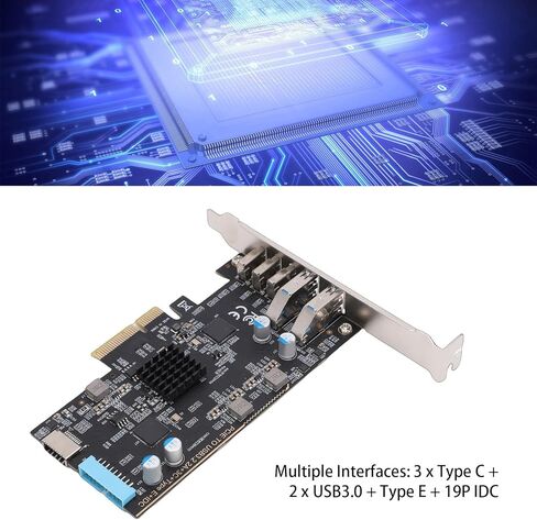 بطاقة محول PCI Express، 3 Type C 2 USB 3.0 Type E 19P IDC منافذ نقل عالية السرعة بسرعة 10 جيجابت في الثانية، مع دعم شريحة 720201 ASM3142 in Saudi Arabia
