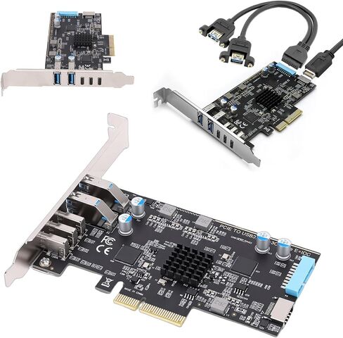 بطاقة محول PCI Express، 3 Type C 2 USB 3.0 Type E 19P IDC منافذ نقل عالية السرعة بسرعة 10 جيجابت في الثانية، مع دعم شريحة 720201 ASM3142 in Saudi Arabia