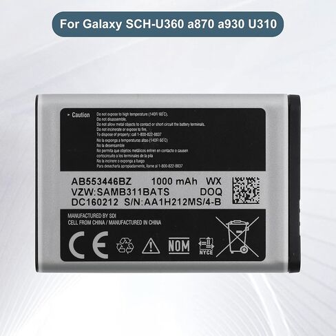 Replacement Battery AB553446GZ Compatible with Samsung Galaxy SCH-U360 a870 a930 U310, 1000mAh 3.7V, with Repair Tool Kit in Saudi Arabia