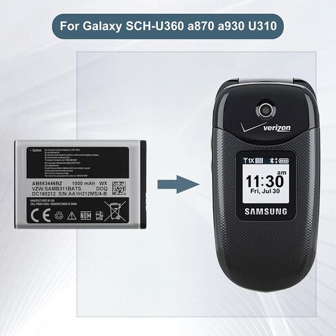 Replacement Battery AB553446GZ Compatible with Samsung Galaxy SCH-U360 a870 a930 U310, 1000mAh 3.7V, with Repair Tool Kit in Saudi Arabia